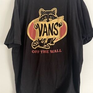 Vans Black Tee with Gold and Red Raccoon Graphic